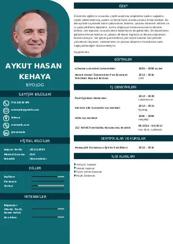 Biyolog CV Örnekleri cv indir